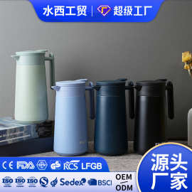 厂家直供韩式800ml大容量咖啡壶304不锈钢双层保温壶热水壶批发