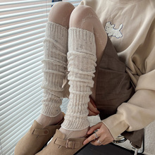 白色袜套女秋冬加厚灰色腿套保暖羊毛咖啡色堆堆袜JK米白色小腿袜