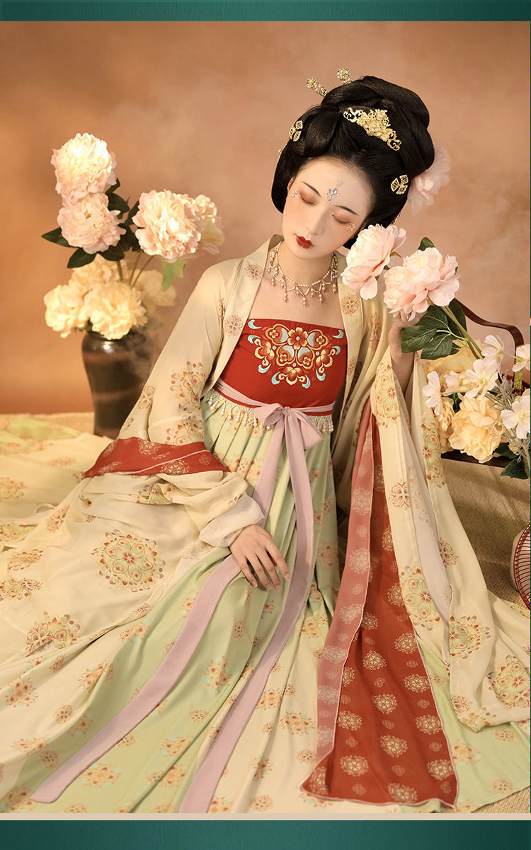 成人汉服女2021秋季新款唐制齐胸绣花诃子裙复原大袖衫中国风汉服