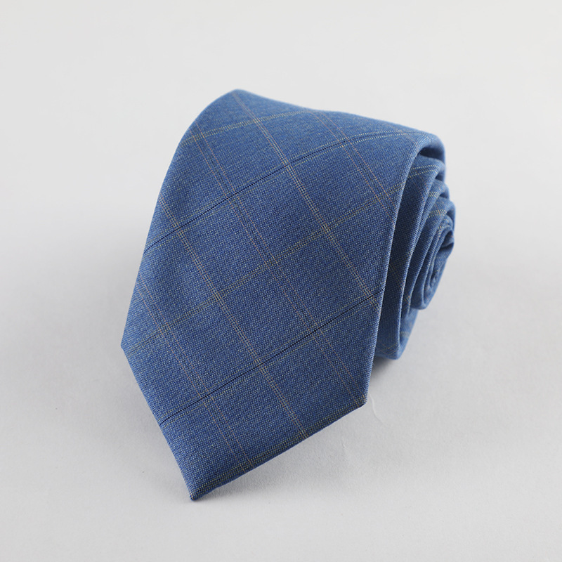 Factory Wholesale Tie Men's Business 7.5cm Work Professional Student Plaid Casual Fashion Cotton Striped Tie