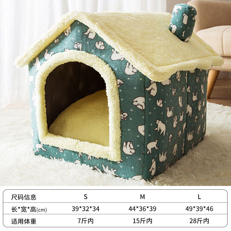 Kennel House Type Winter Warm Small Dog Teddy Four Seasons Universal Removable and Washable Dog House Cat Nest Bed Pet Supplies