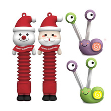跨境圣诞节卡通公仔Pop Tubes减压伸缩管感官解压玩具万圣节摆件