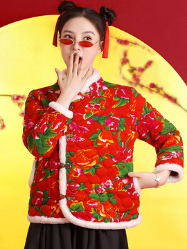 花棉袄女冬年轻款村姑农村时尚东北大花小碎花秋冬中国风大码