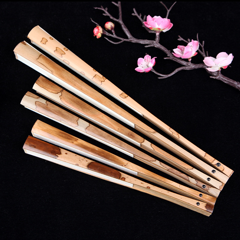 蝴蝶斑扇子斑竹文玩扇7寸8寸9寸花斑竹书法折扇蝴蝶花男女宣纸扇