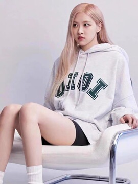 韩国oioi卫衣rose朴彩英同款刺绣字母连帽套头加绒女装情侣同款潮