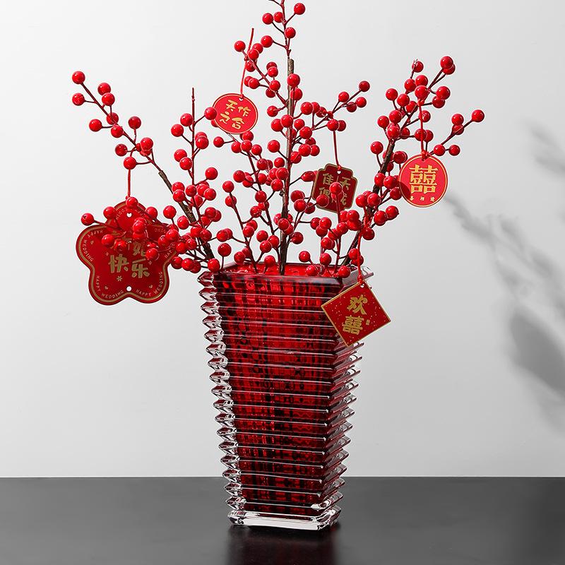 Light Luxury Wedding Room Decoration Vase Decoration Living Room Wedding Decoration Net Red Crystal Glass Flower Relocation and Opening Gift