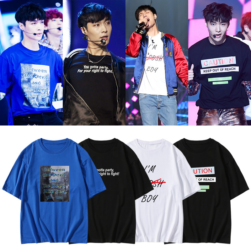 exo张艺兴lay打歌衣服同款短袖t恤宽松印花圆领男女上衣夏季-阿里巴巴