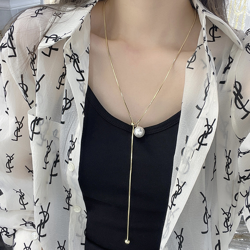 Yiwu Factory Direct Sales Personalized Creative Niche Necklace Pull-out Adjustable Fashion Elegant Sweater Chain Long Jewelry