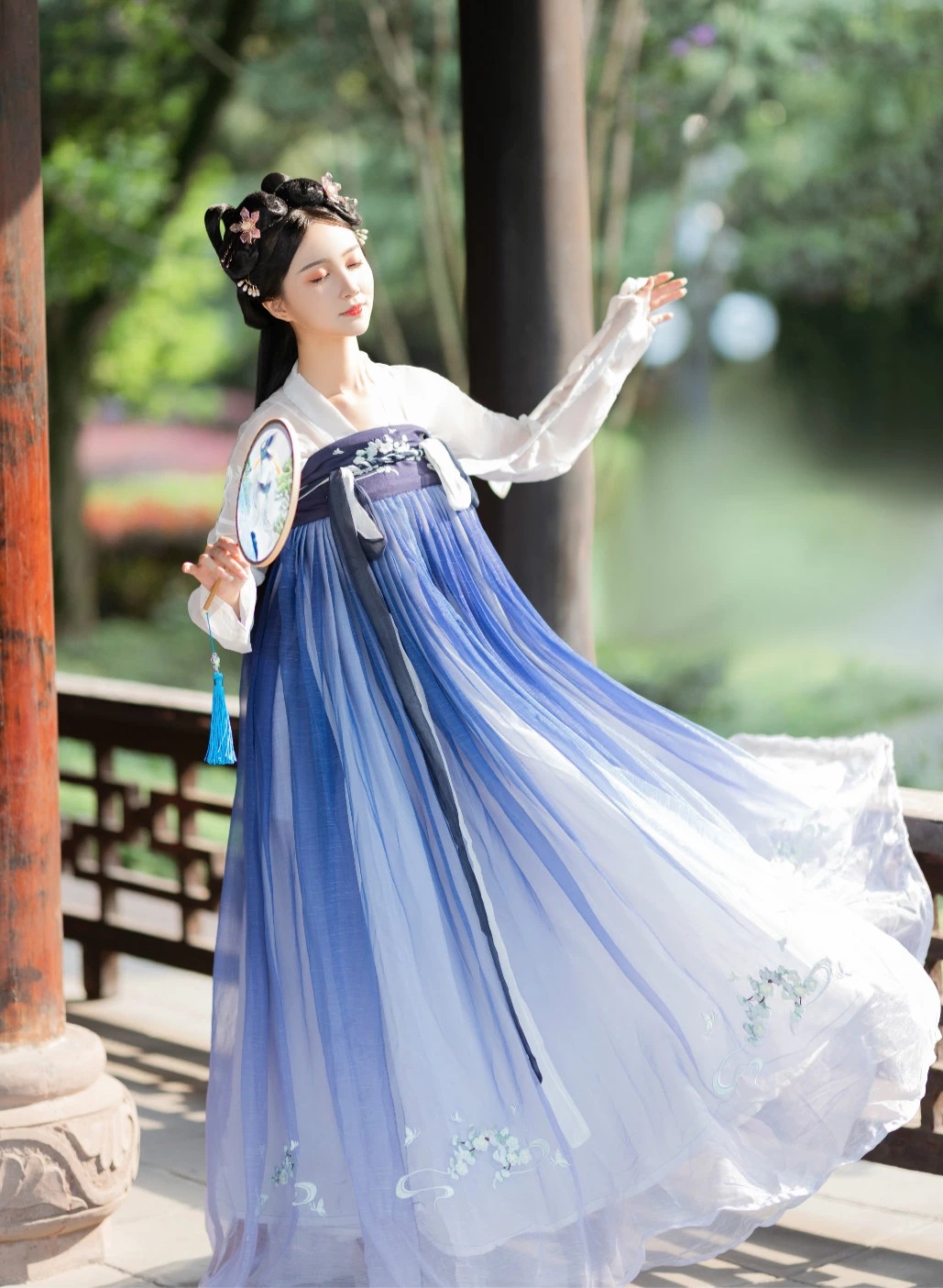 汉服女中国风超仙古装齐胸襦裙汉服学生中国风刺绣全套日常夏