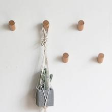 包包挂钩入户承重原木欧式风木头单个创意免打孔粘墙衣服粘钩木质