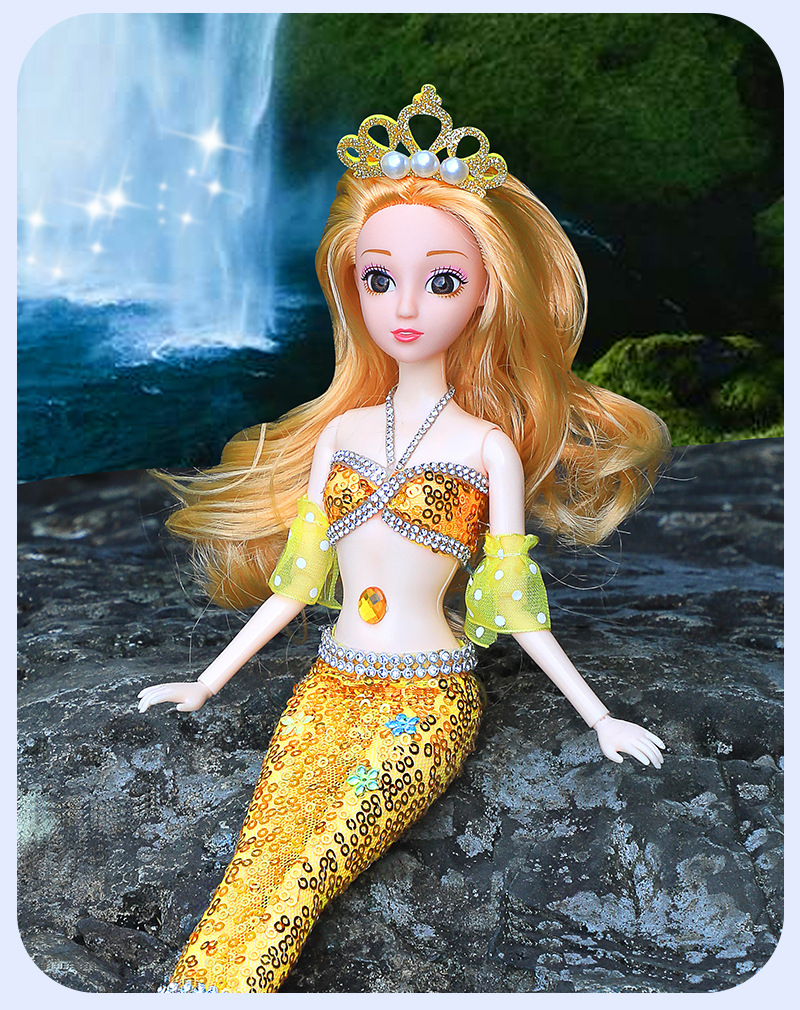 43厘米灯光音乐美人鱼长发公主玩具女孩浅仔芭比娃娃地摊货源