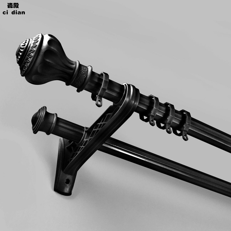 窗帘支架托罗马杆窗帘杆加厚锌合金单杆打孔挂钩窗帘轨道送配件