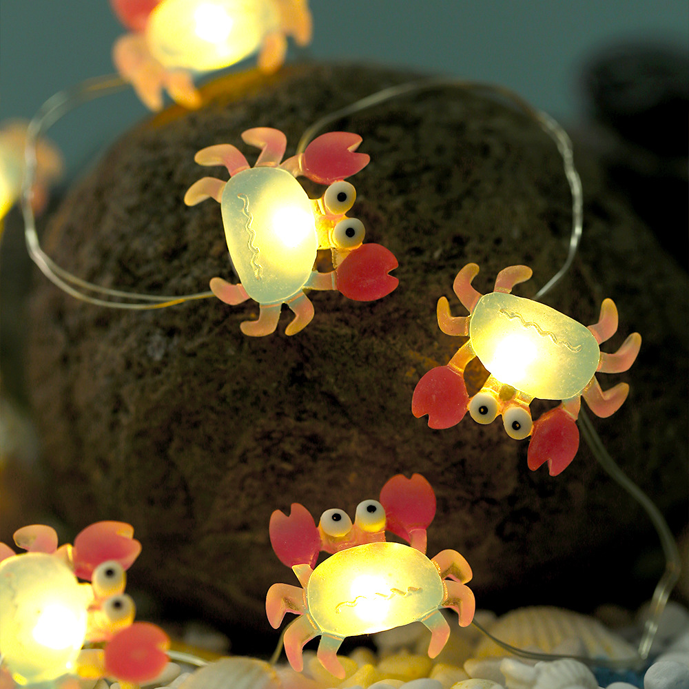 跨境热卖螃蟹灯串 电池盒海洋系列led灯串圣诞节日装饰usb灯串