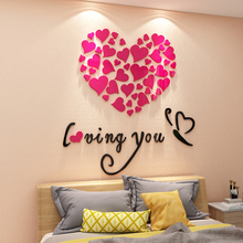 39N浪漫爱心形墙贴纸卧室装饰品婚房间布置床头沙发背景面3d立体