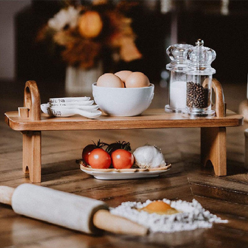 Wooden Picnic Storage Rack Afternoon Tea Drinks Party Fruit Cake Tray Portable American Dessert Tray