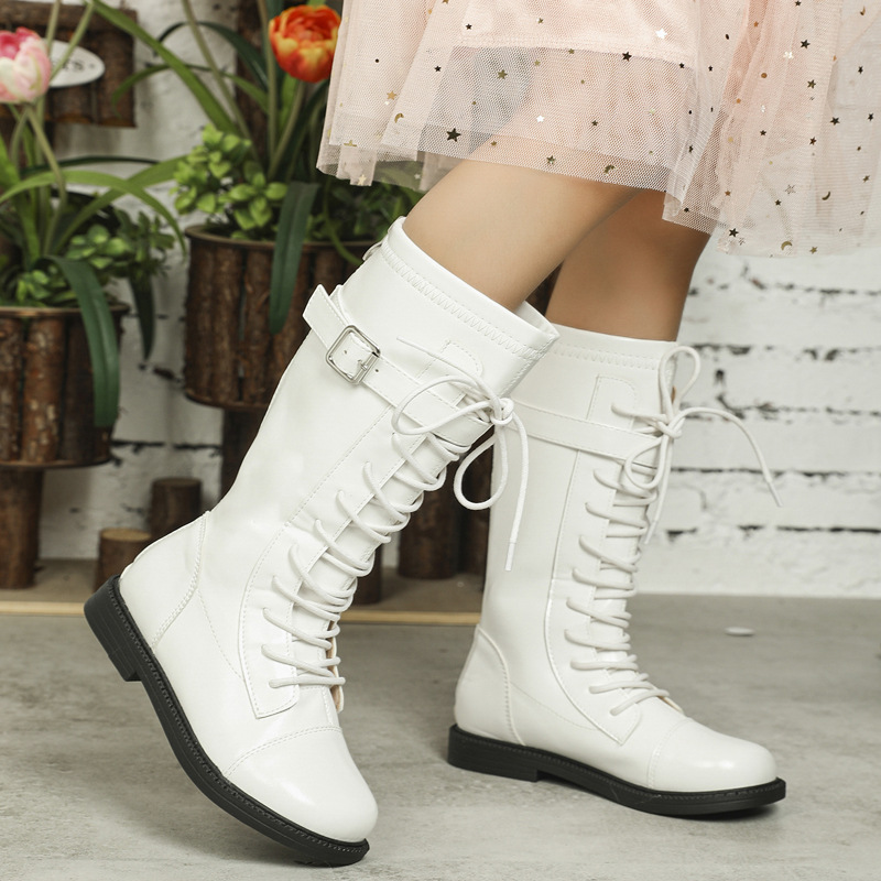 跨境女童韩版马丁靴儿童春秋单靴公主长靴小女孩走秀高筒长筒靴子