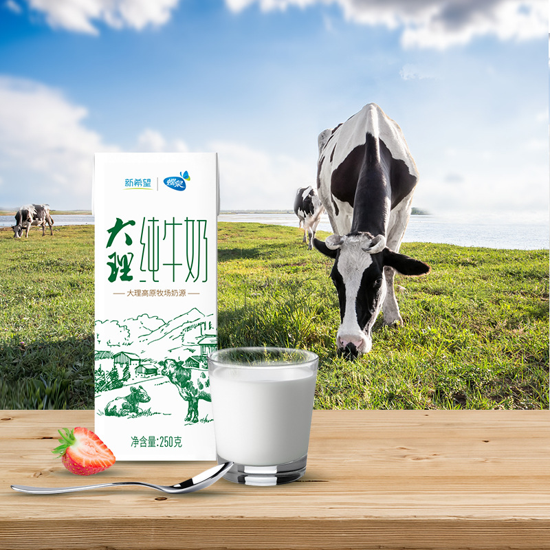 新希望(蝶泉)大理邓川全脂纯牛奶250ml/盒整箱装