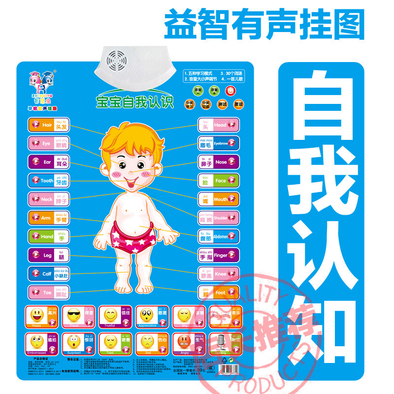 优质有声挂图婴幼儿童早教拼音动物水果人物交通工具数字自我认识