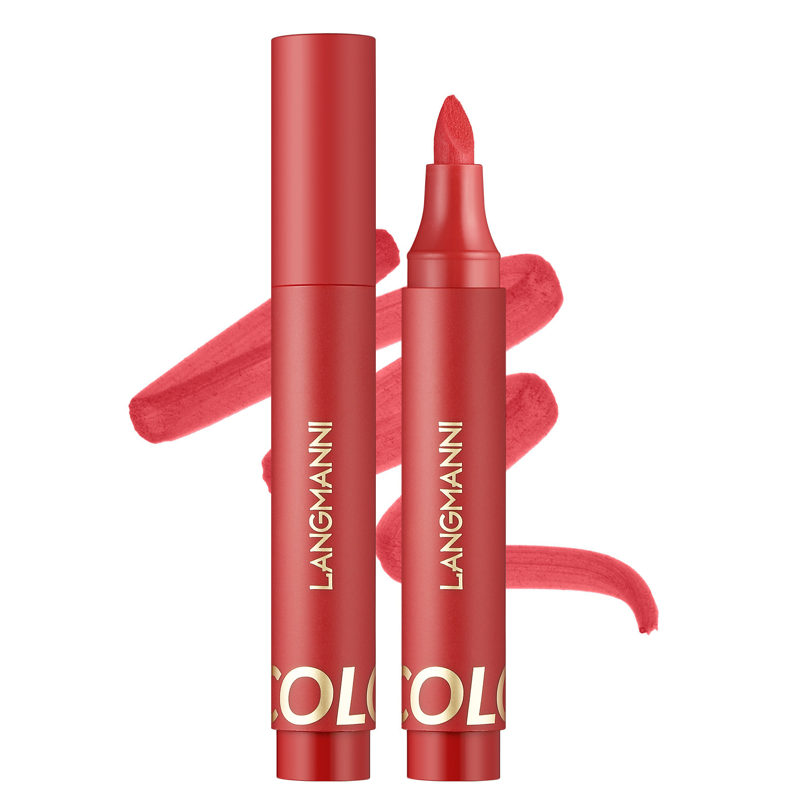 Langmanni New Liquid Lipstick Pen Liquid Lip Liner Waterproof Complexion Improvement Three-Color Long-Lasting Lipstick