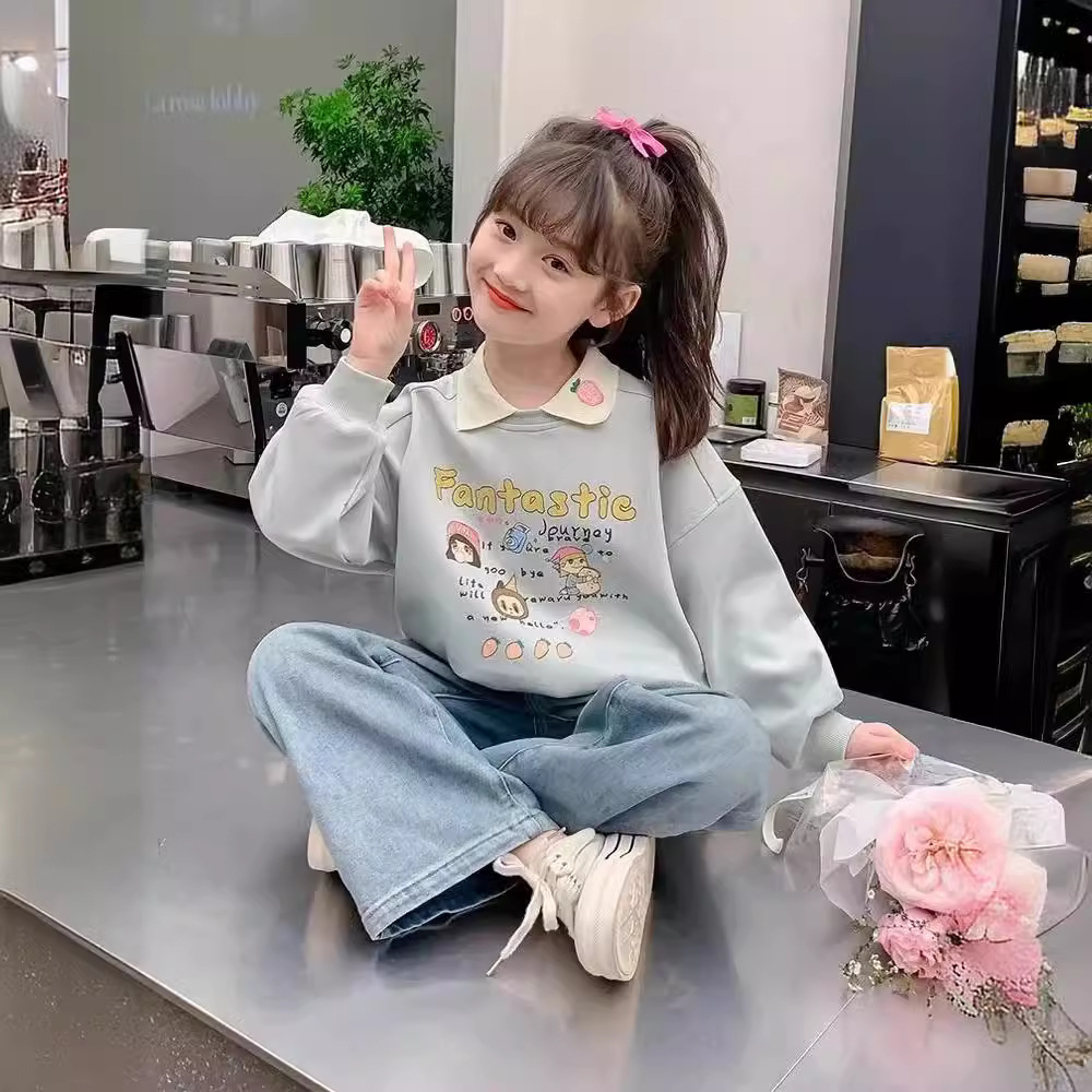 女童春秋款卫衣2024新款女大童春装小女孩学院风上衣儿童春季衣服