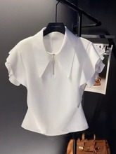 夏季女装新款打底衫港味chic白色短袖t恤设计感小众独特别致上衣