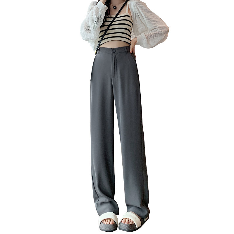 Narrow Suit Pants for Women Summer Thin Wide-Leg Pants Drooping Straight Mop Trousers Children