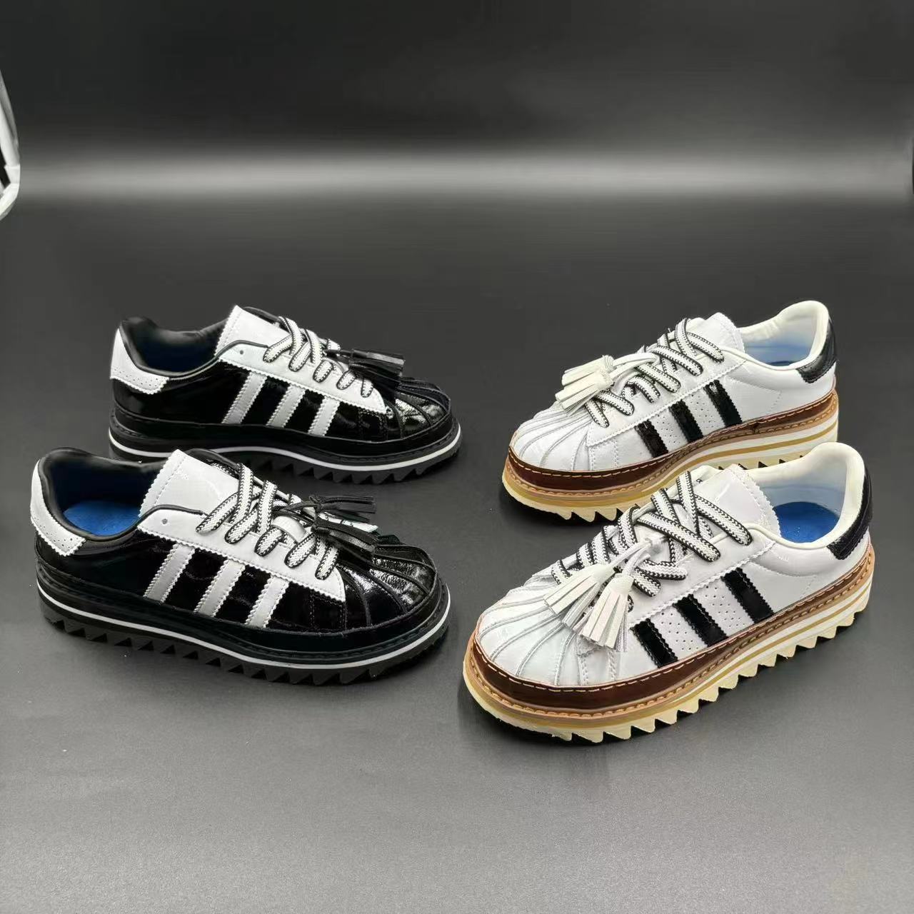 冠希联名鞋贝壳头小白鞋男新款夏季厚底增高休闲三杠板鞋男女爆款