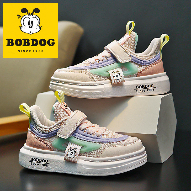 巴布豆女童鞋子韩版潮范儿2024新款夏季儿童板鞋网面休闲运动鞋