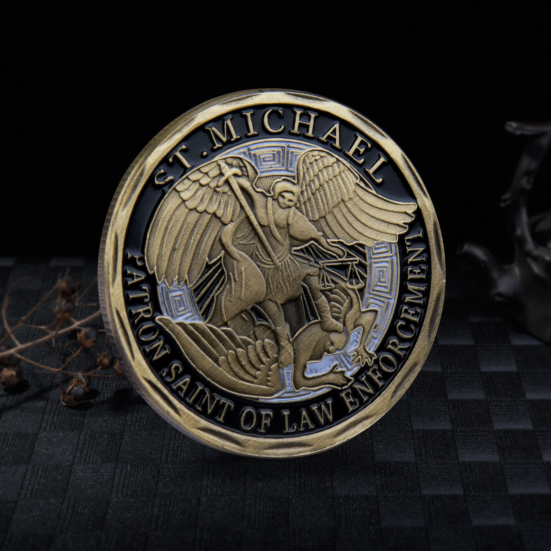 现货美国军事纪念币青古铜色双面烤漆天使之剑外贸创意纪念章硬币