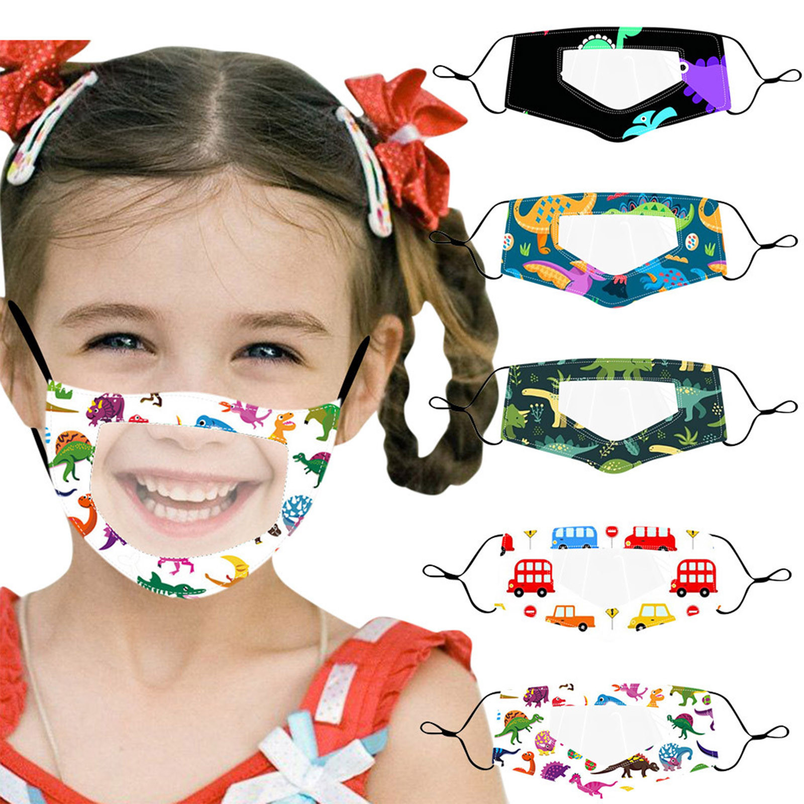 5pcs 儿童卡通印花聋哑人唇语口罩唇部透明口罩笑脸口罩-阿里巴巴