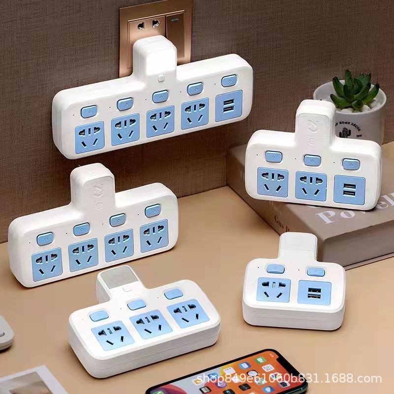 fair cow socket converter porous panel night light usb plug power strip power strip one-turn multi-purpose functional panel