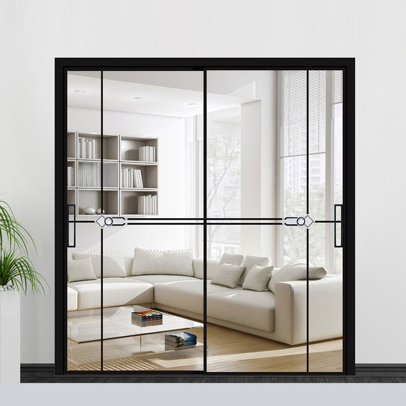 极窄简易推拉门钛镁合金内室隔断门厨房阳台钢化玻璃铝合金推拉门