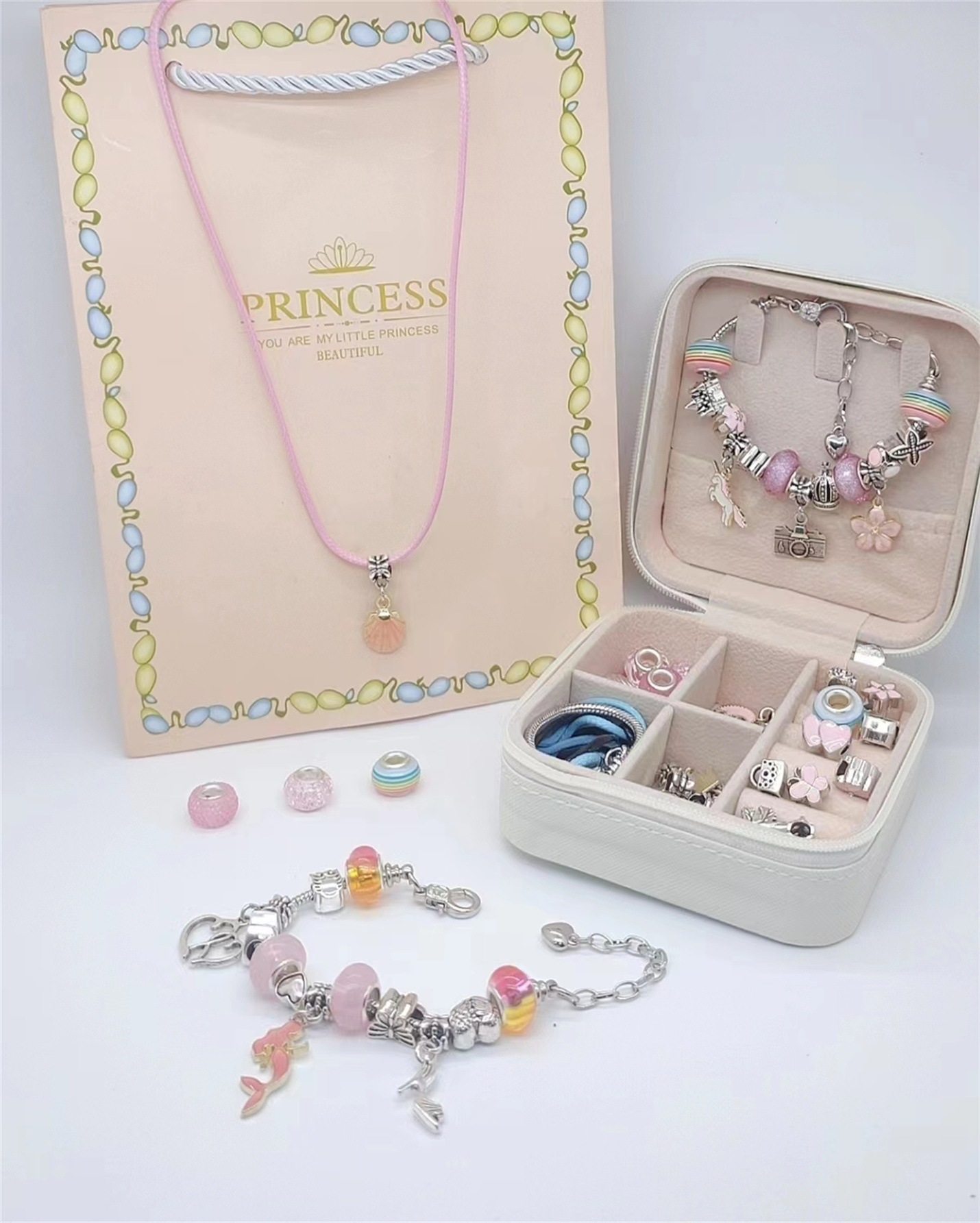 diy gift box handmade beaded bracelet necklace gift for children set box female birthday gift