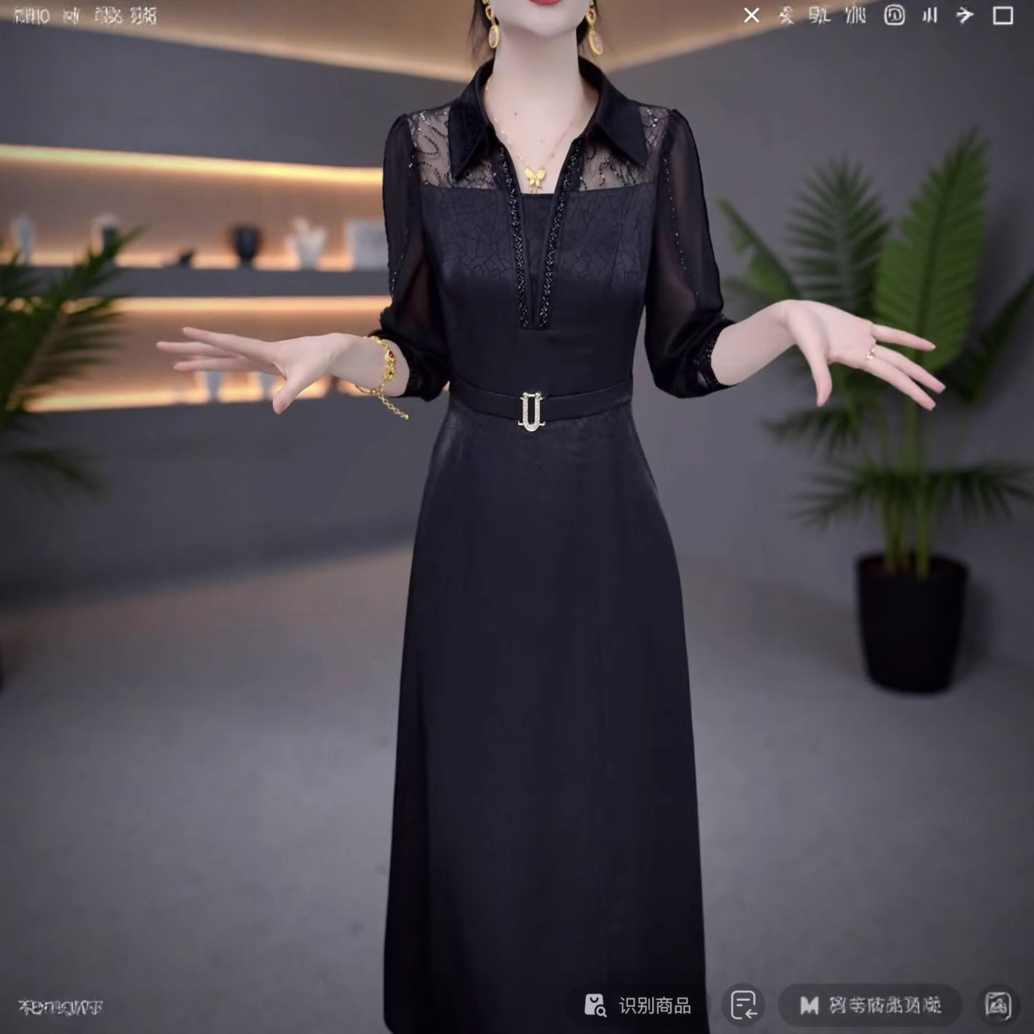 七分袖连衣裙女2025早秋新款气质收腰显瘦妈妈中长款裙子