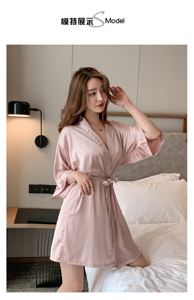 春夏季冰丝睡衣女缎面吊带睡裙性感睡袍两件套装蕾丝仿真丝家居服