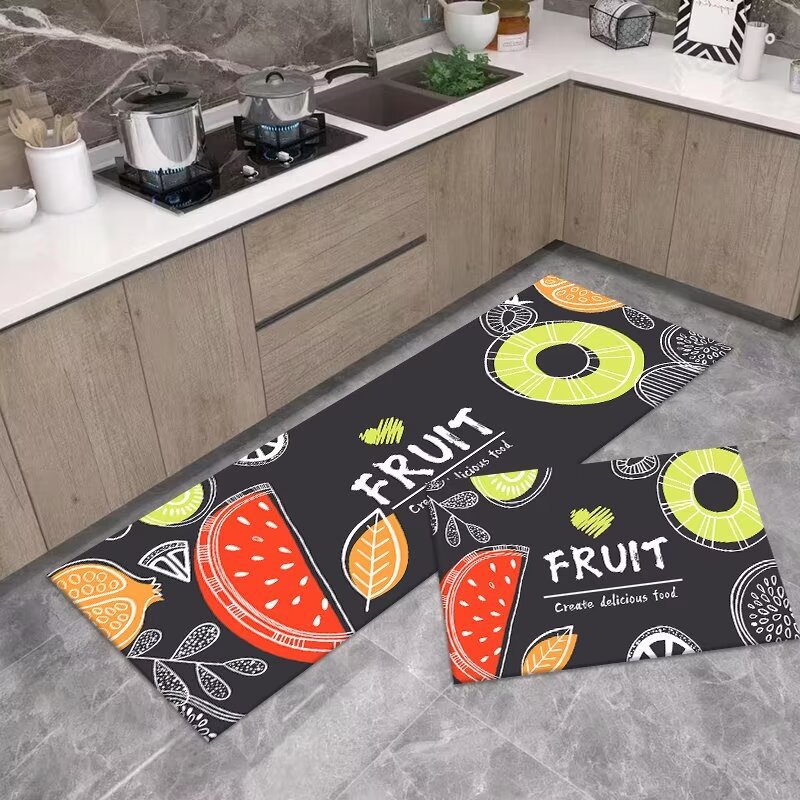 Diatom Ooze Fruit Printed Soft Mat Kitchen Two-Piece Set Floor Mat Absorbent Oil-Absorbing Non-Slip Mat Set Carpet