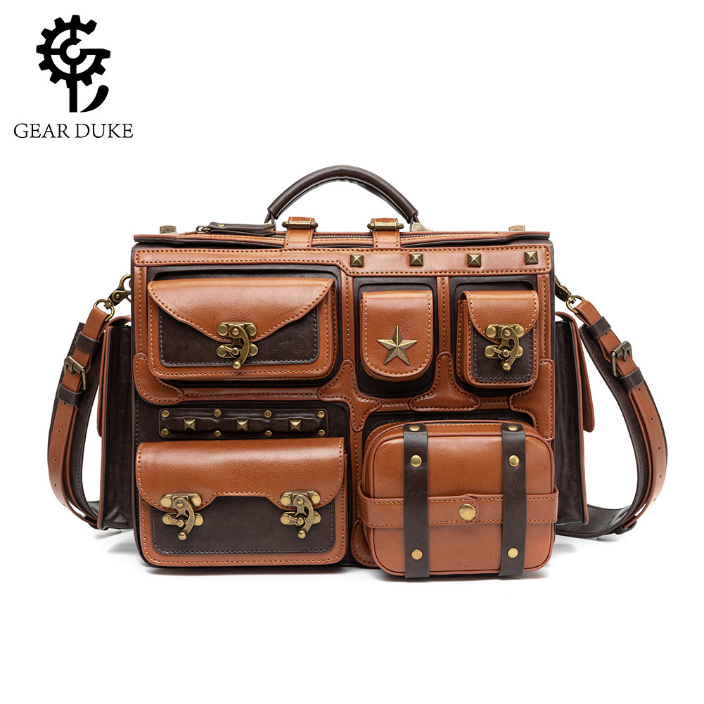 跨境欧洲外贸包包女欧美朋克工业复古风女式单肩斜跨包重工手提包