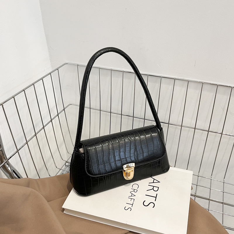 2024 New Trendy Hand-Carrying Bag Underarm Bag Fashion Simple Casual Retro Textured One-Shoulder Bag Solid Color Elegant Fashion