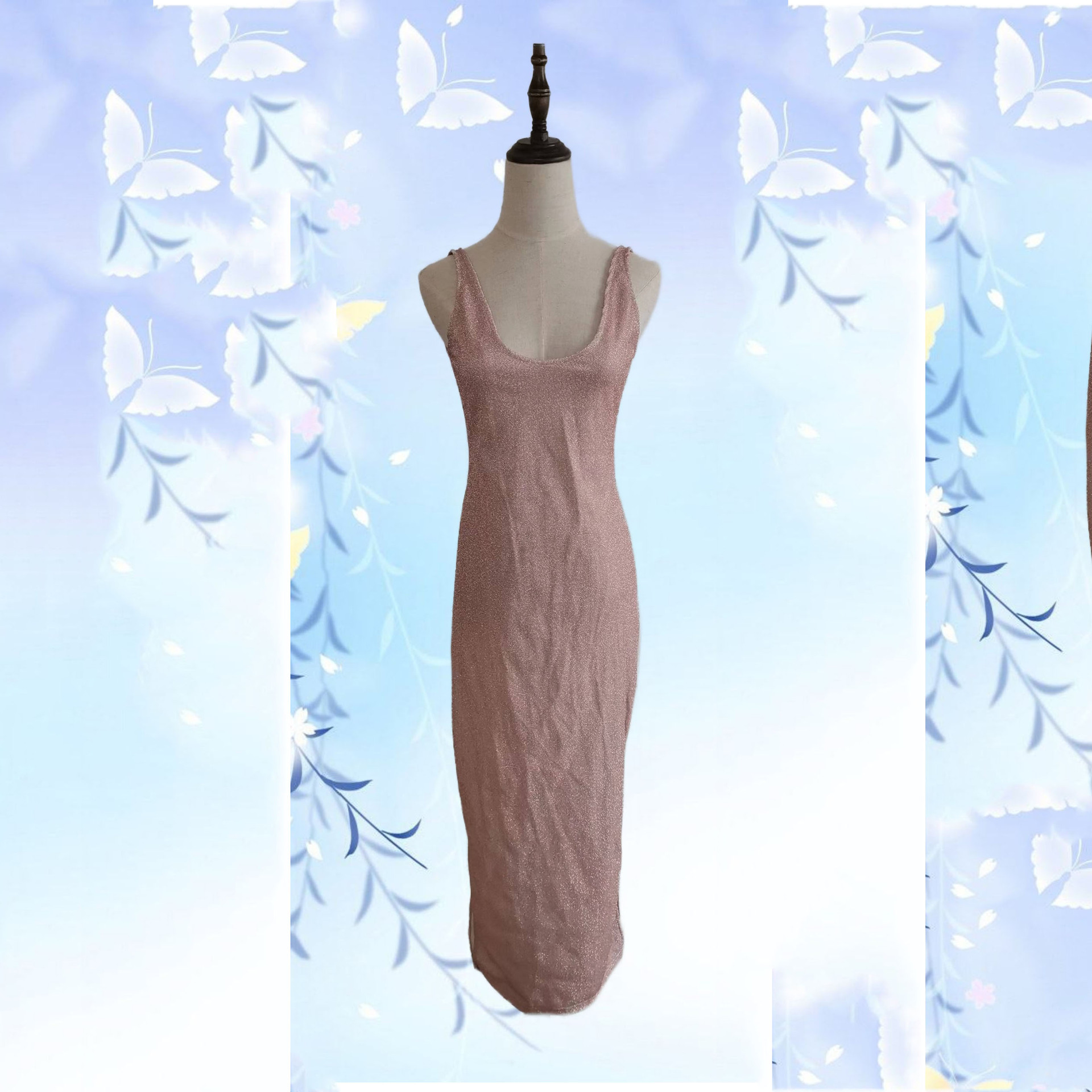 004欧美跨境外贸气质通勤中腰包臀中裙拼接性感无袖 连衣裙批发