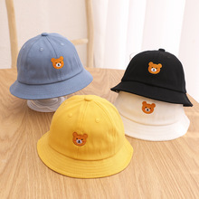 绣字母盆帽儿童遮阳帽儿童防风渔夫帽宝宝卡通小童1-12个月盆帽