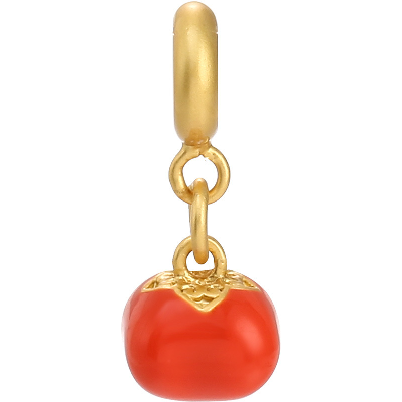 Lucky Persimmon Meaning Ancient Law Alluvial Gold Small Cachi Pendant Lotus Seedpod Love DIY Bracelet Chain Beads of Necklace Pendant