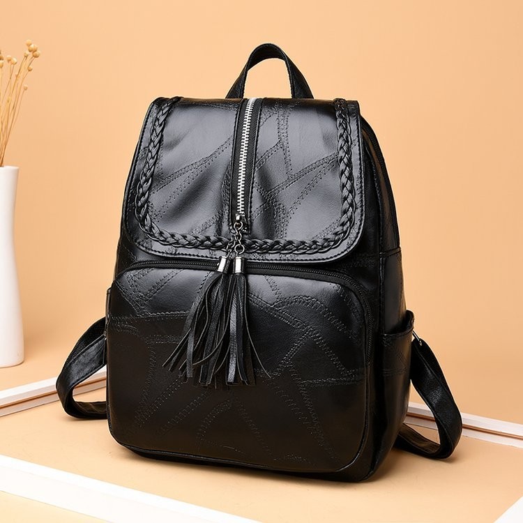 2022 New Casual Women's Backpack Pu Tassel Fashion All-Match Trendy Women's Bags School Bag Travel Bag Women