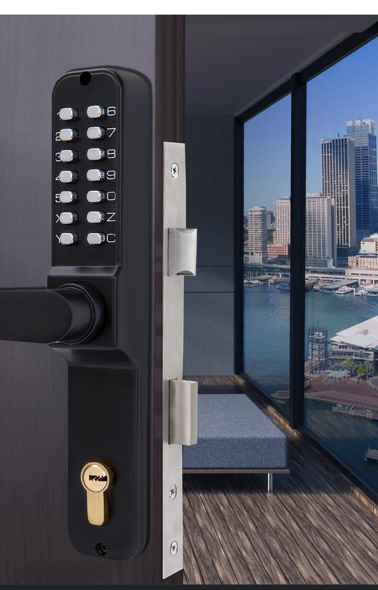 机械密码锁大门户外庭院铁艺门花园别墅铝艺门防水防火双面密码锁