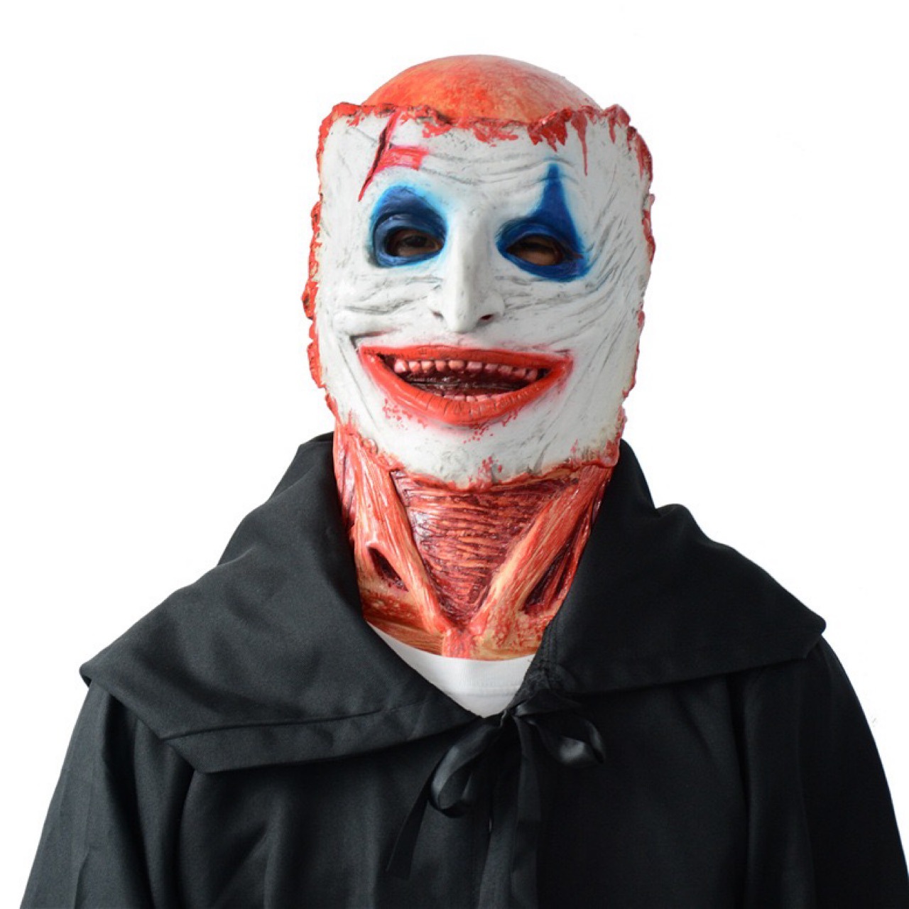 万圣节新款幽灵骑士小丑撕开动嘴巴恐怖怖撕掉小丑乳胶面具头套