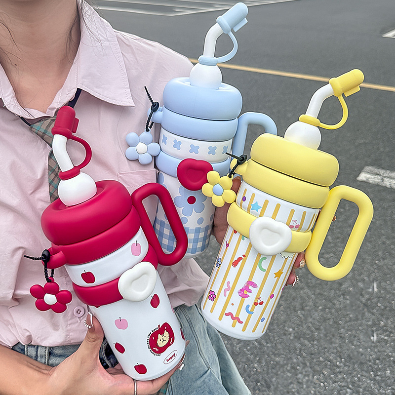 新款保温杯316不锈钢高颜值冰霸杯大容量水杯子大号女吸管杯