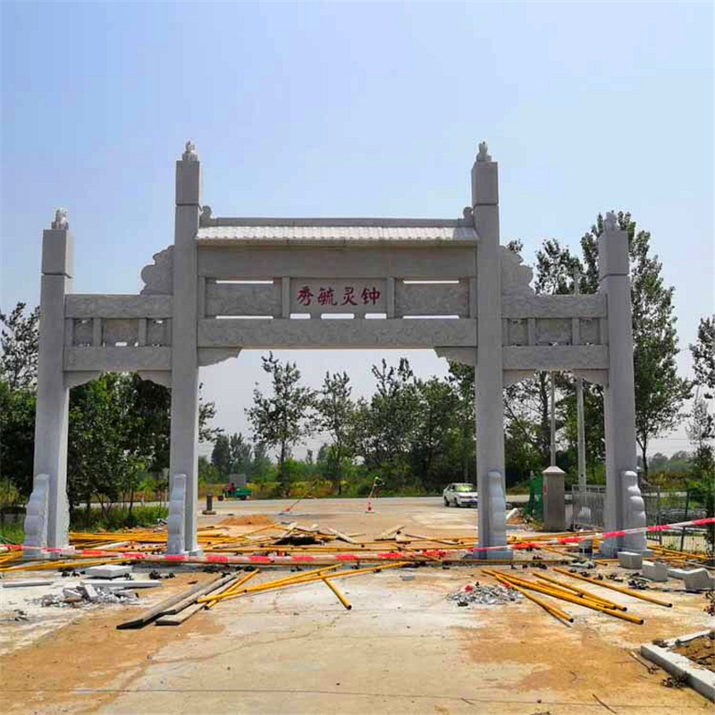 定做大型石雕牌坊村口 三门大理石牌坊 厂家景区石牌楼花岗岩牌坊