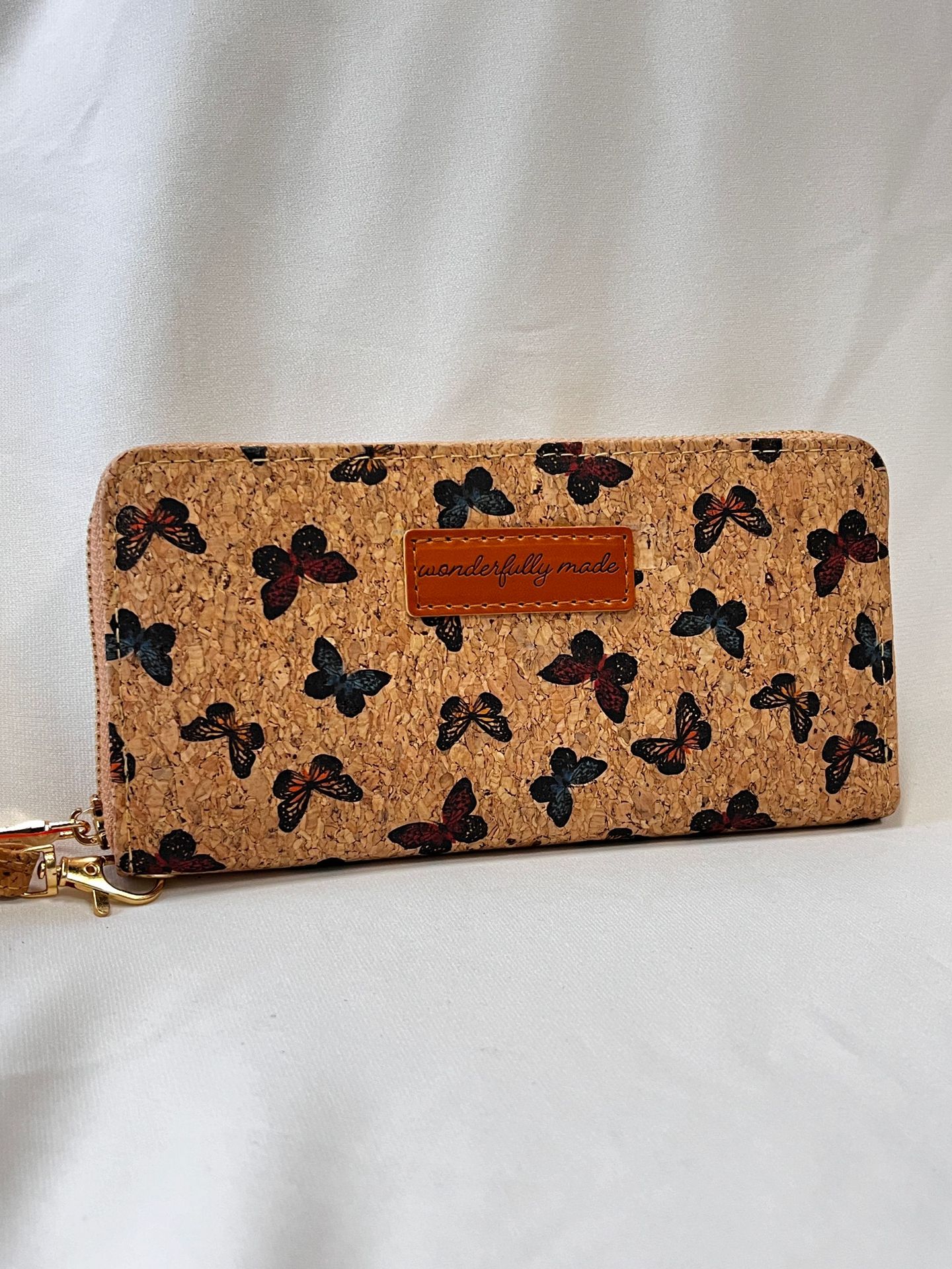Pu Leather Vintage Printed Coin Purse Simple Fashion Long Multi-Card Card Holder Environmentally Friendly Cork Exquisite European and American Style