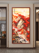 新中式入户玄关装饰画挂画国画办公室山水画走廊壁画鸿运当头客厅