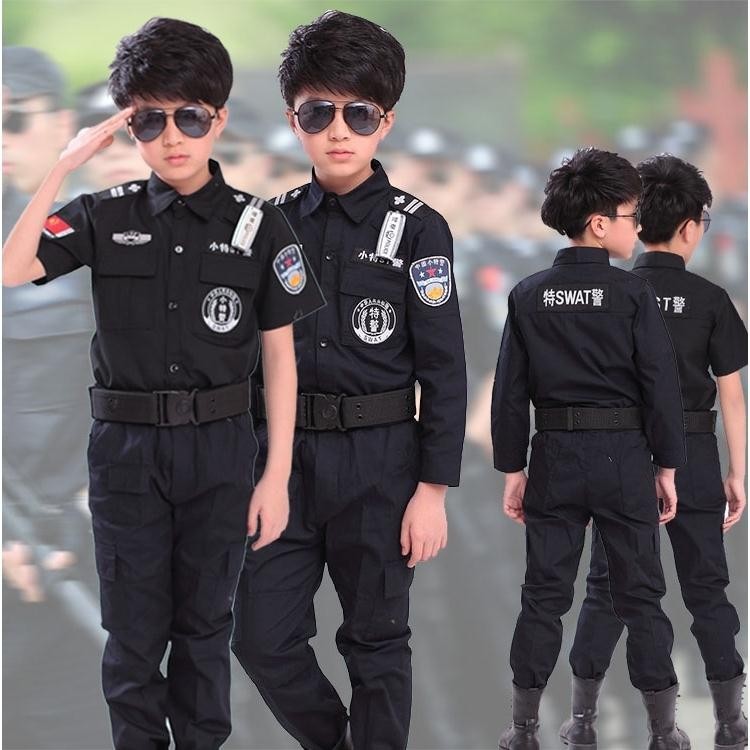 儿童黑猫警长服装长袖特警衣服交警制服男童小公安女童警察制服