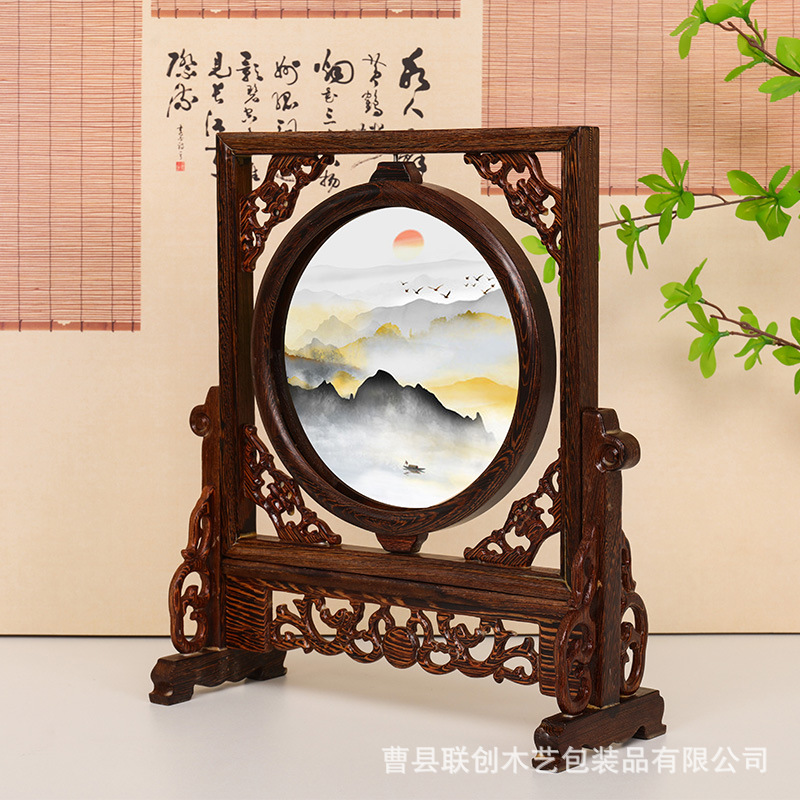 Rosewood Photo Frame Solid Wood Hollow Carved Screen Domestic Ornaments Mounting Calligraphy and Painting Photo Frame Wooden Craftwork